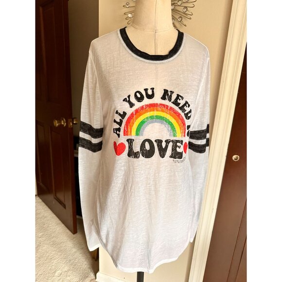Vintage Concert tees ALL YOU NEED IS LOVE L/S white/multi Medium - Picture 1 of 4